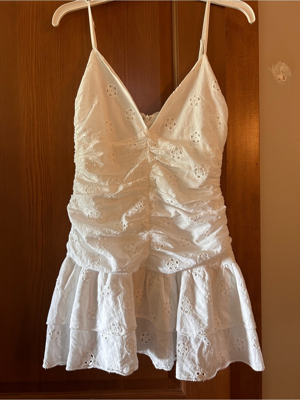 Princess Polly White Eyelet Ruffled Mini Dress Spring Summer - Size 4
